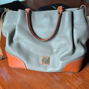 Dooney & Bourke Gray and Tan Leather Shoulder Bag